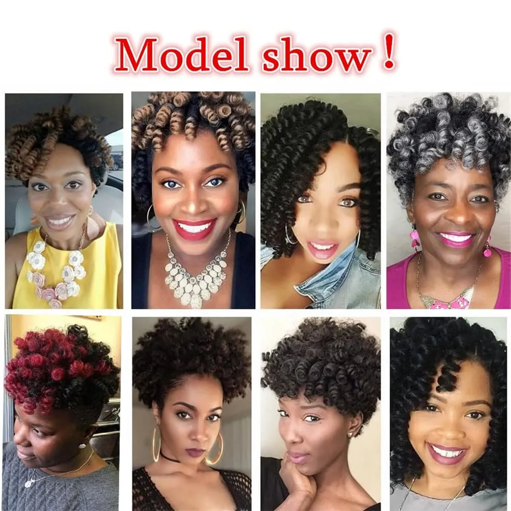 3 Packs Saniay Curl Crochet Braids Short Crochet Braiding Bouncy Twist Spiral Curls Jamaican Twist Hair Extensions 20 Strands/Pack (Bug, 6 * 10 inch)