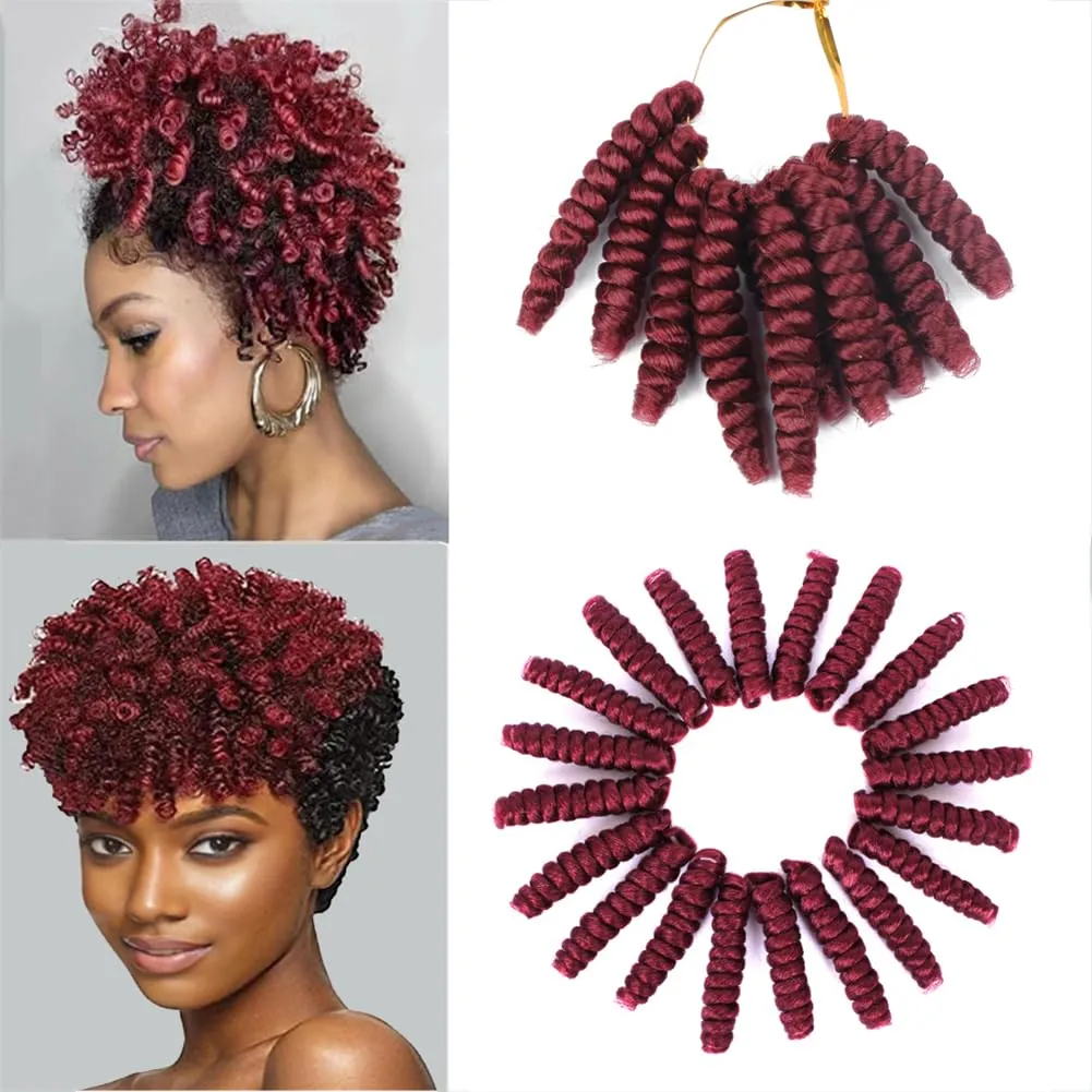 3 Packs Saniay Curl Crochet Braids Short Crochet Braiding Bouncy Twist Spiral Curls Jamaican Twist Hair Extensions 20 Strands/Pack (Bug, 6 * 10 inch)