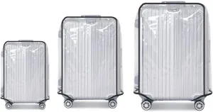 3-Piece Clear PVC Suitcase Cover Set - Luggage Protector for 20-24-28 Inch Suitcases