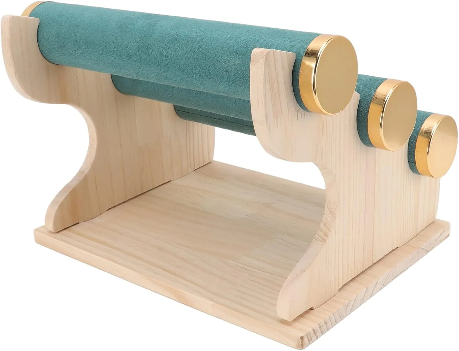 3 Tier Bracelet Holder, Detachable Jewelry Display Stand, Velvet Bracelet Holder with 3 Tier Rack with Wooden Tray for studs Keys, Bangle Watch Necklace Display Stand for Home(Green)