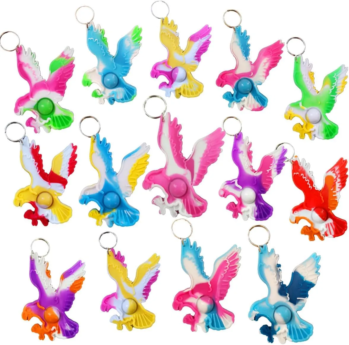 30 packs Bulk Eagles mini pop key chain， Fidget for Boy Girls Gifts, Small Birthday Party Favors Supplies and Classroom summer Student Prize