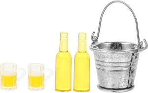 3sets Mini Ice Bucket Model Cute Miniature Scene Decor for Dollhouse for Projects and Mini House Accessories Multi-Purpose Collectibles Toys