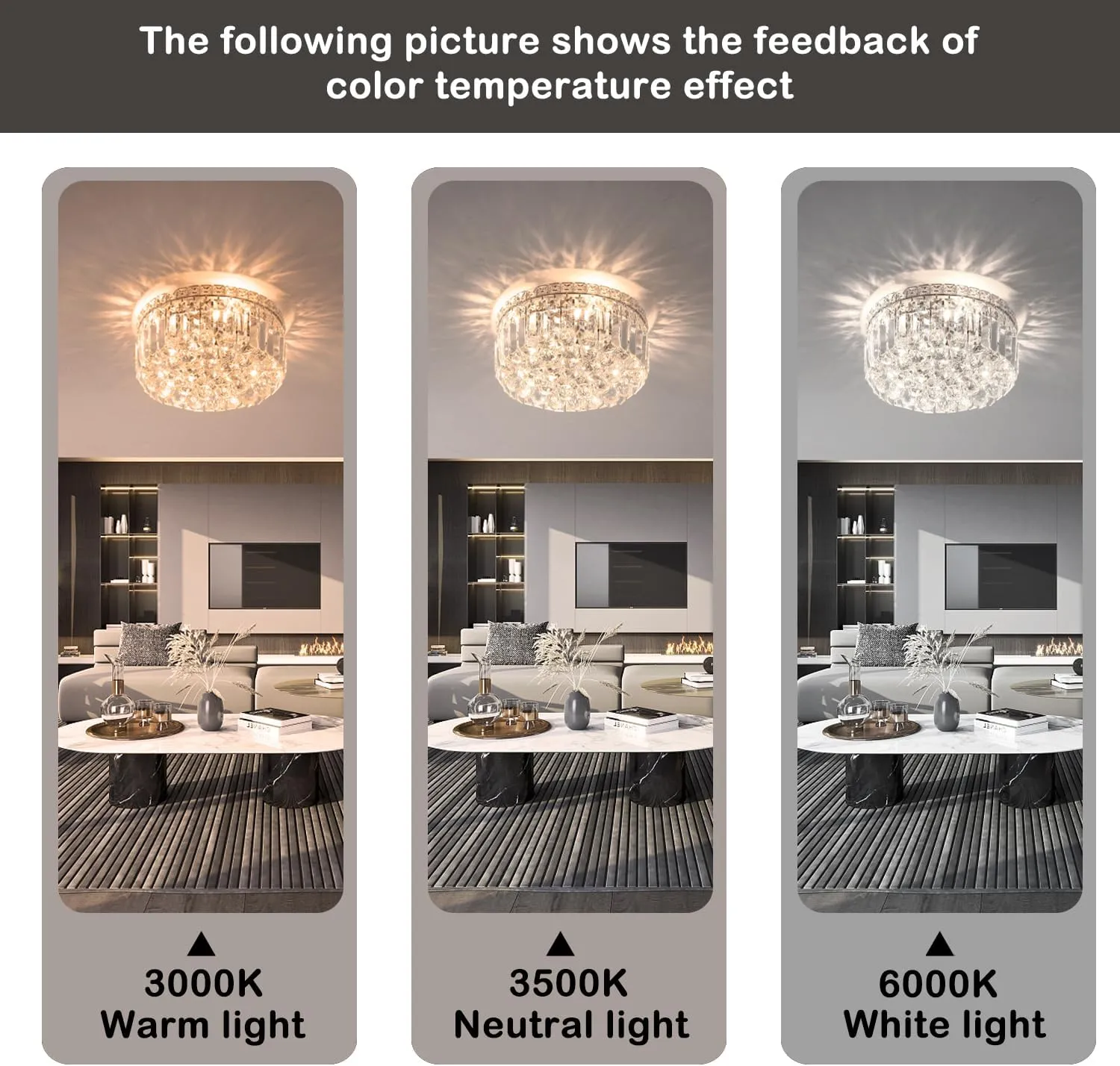 4-Light Crystal Flush Mount Chandelier Light Fixture with K9 Crystals Modern Ceiling Lights Elegant Pendant Lamp for Bedroom,Hallway,Bar,Living Room,Dining Room,H5.9 xW13.7(Bulbs Not Included)