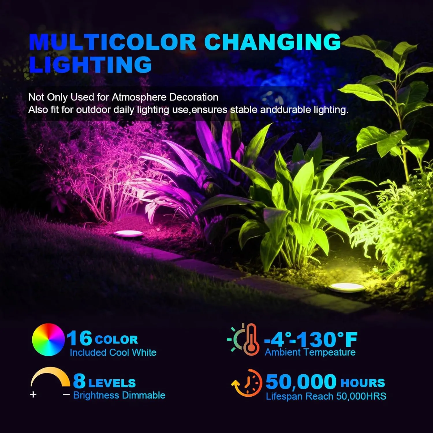 4 Pack 3w 12v Low Voltage In-ground Lights LED Landscape Light Waterproof IP67 Pathway Lights Outdoor spotlights Trees Flags for Garden,Yard,Tree (RGB)