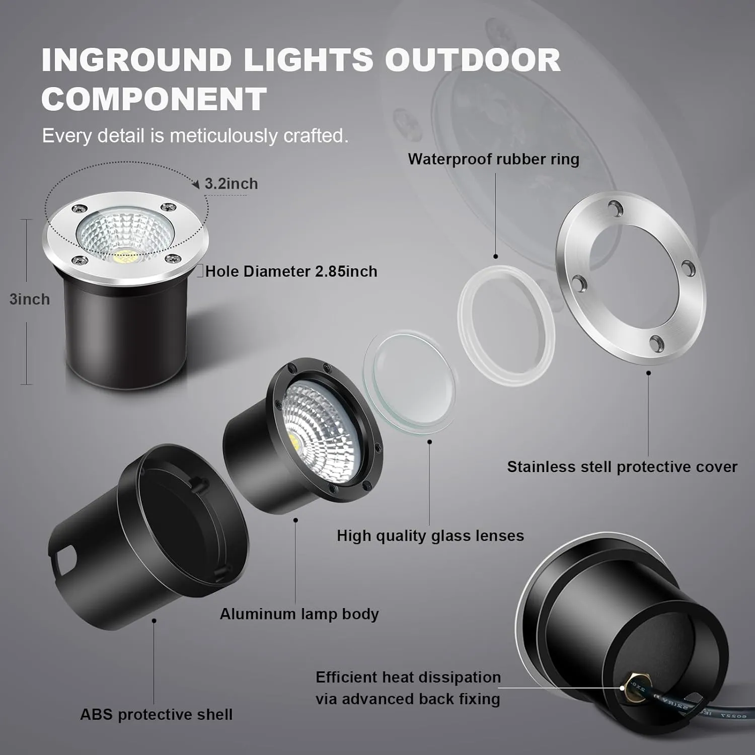 4 Pack 3w 12v Low Voltage In-ground Lights LED Landscape Light Waterproof IP67 Pathway Lights Outdoor spotlights Trees Flags for Garden,Yard,Tree (RGB)