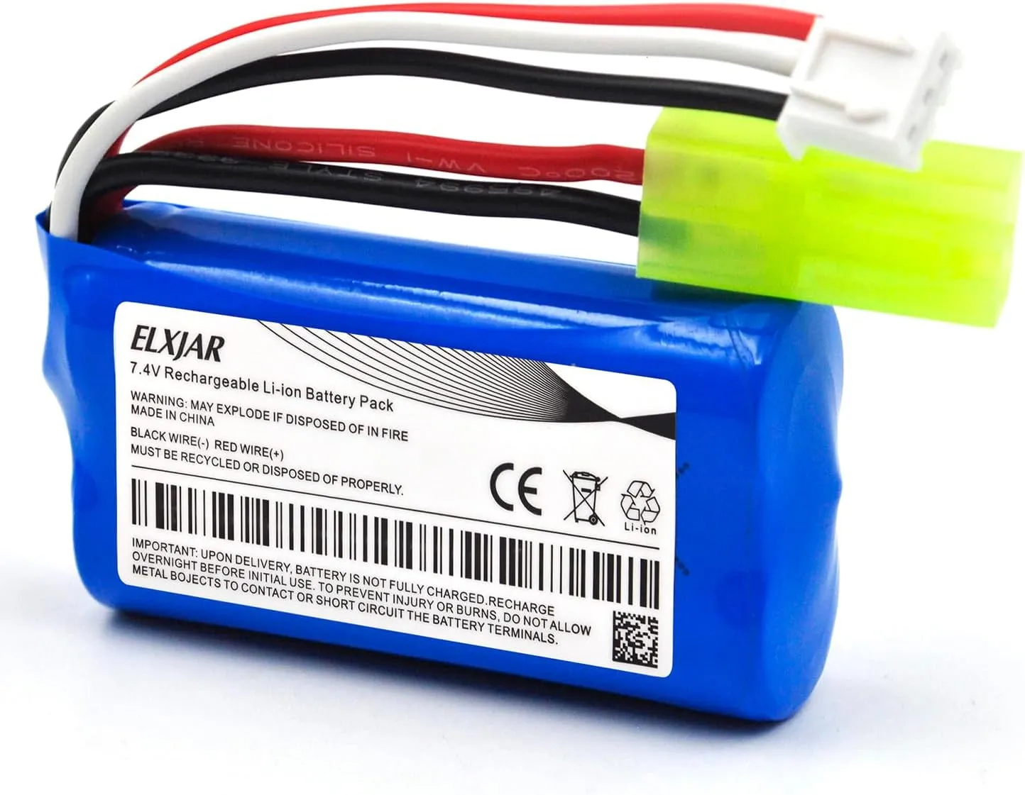 (4-Pack) 7.4V 700mAh Li-ion Battery with Mini Tamiya Plug and 2 USB Charger Cables for 1/18 Scale RC Cars 9310 9300 9301E 9302E 9303E 9305E 9034E PX9300