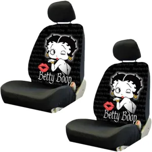 4 pc Betty Boop Timeless Original Design Black Front Lowback Seat Covers Set New