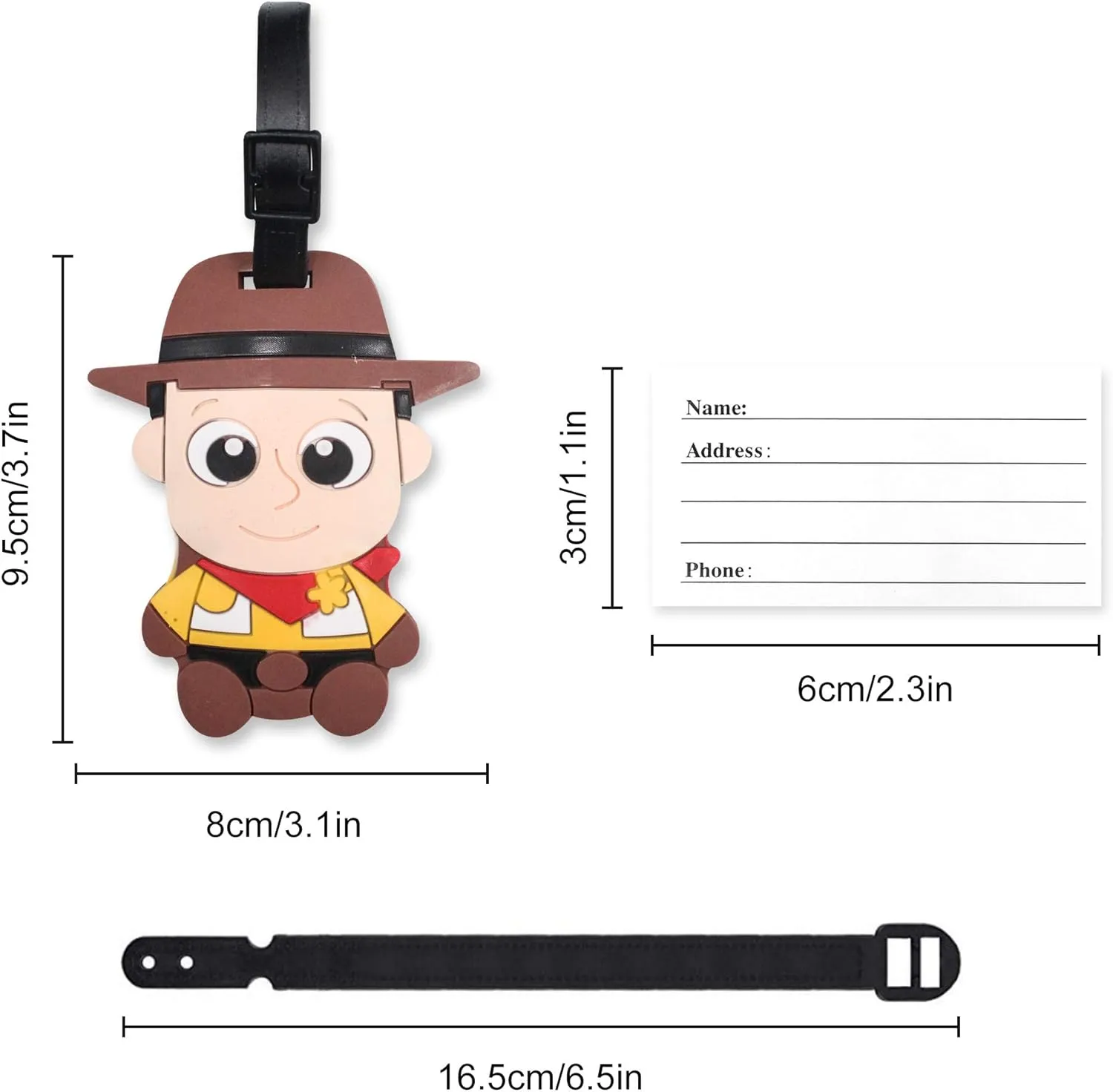 4 Pcs Set Story Movie Silicone Travel Luggage Baggage Identification Labels ID Tag for Bag Suitcase Plane Cruise Ships with Belt Strap