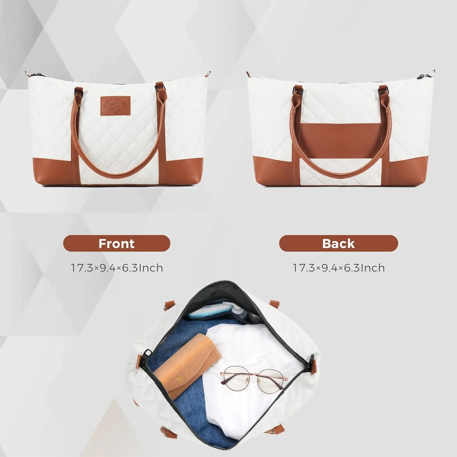 4-Piece Luggage Set with Travel Bag, 28/24/20 inch ABS Suitcases, 360° Spinner Wheels, TSA Lock，Carry on Luggage (ivory &brown)