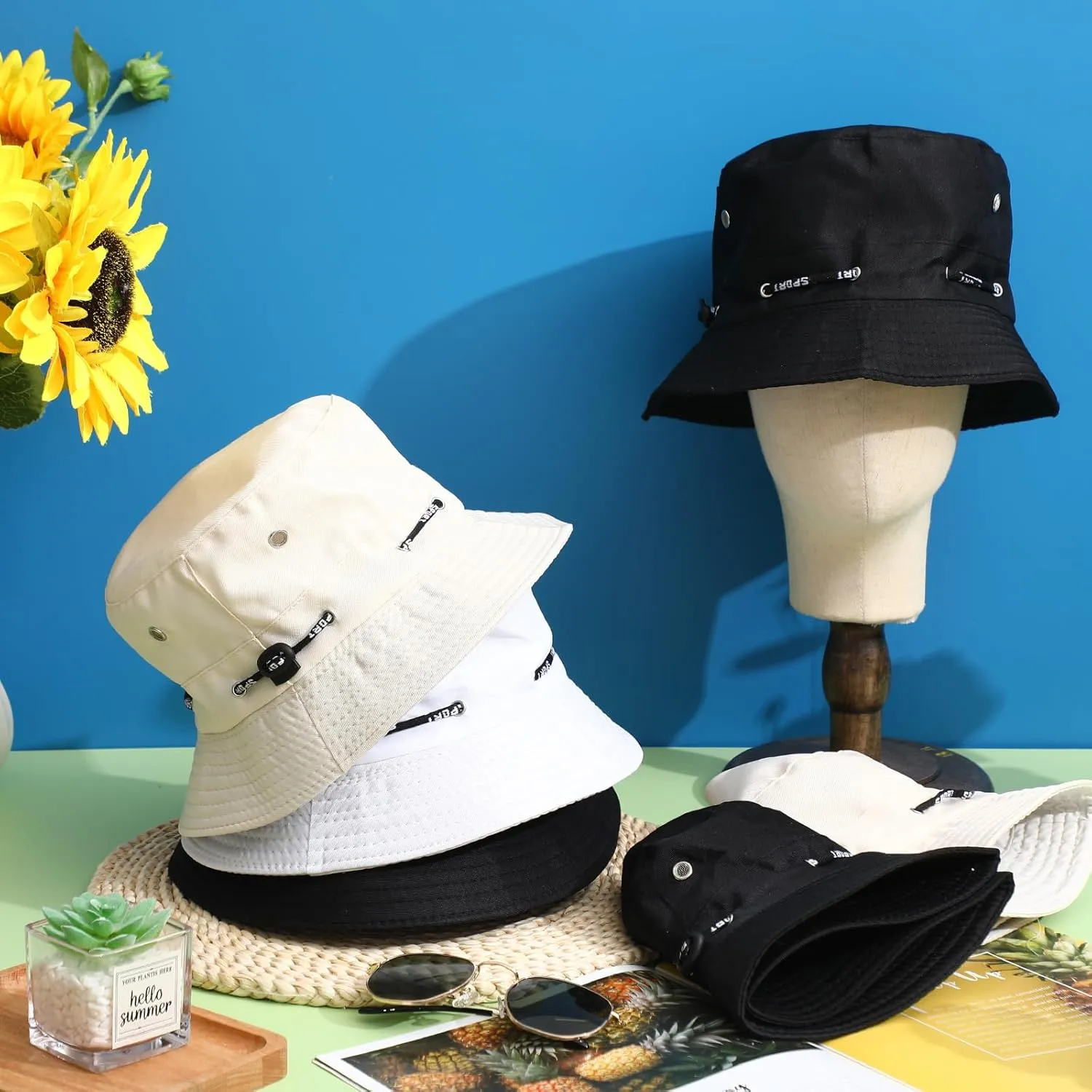 48 Pcs Bucket Hat Bulk for Women Men Fisherman Adjustable Summer Hat UV Protection for Outdoor Fishing Hiking Beach