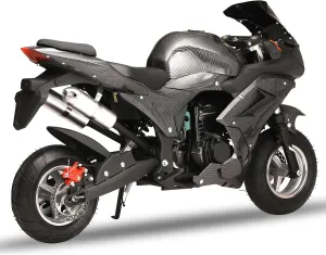 49cc 4-Stroke Pocket Bike,Mini Gas Motorbike,Off Road Trail Bike Dual Headlights Rubber Handlebar 1.8L Gas Tank Motorcycle Strong Power 200kg Mini Bike Motorcycle USA Warehouse (Black Plus)