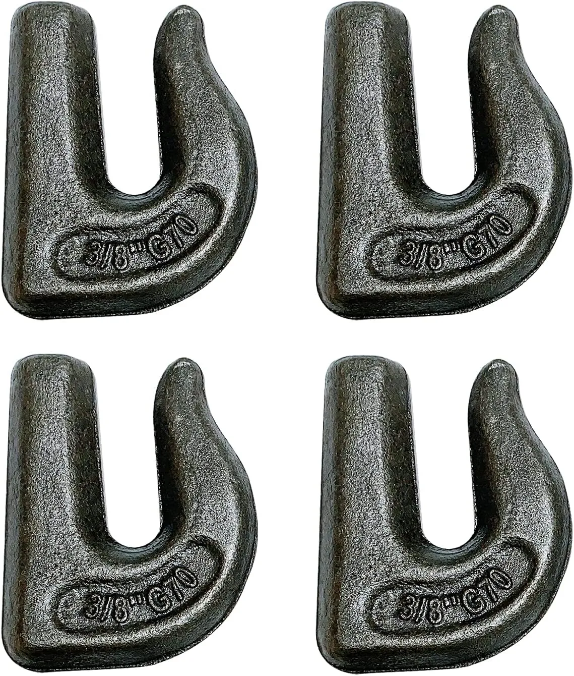 4pc 3/8in Weld On Tractor Bucket Grab Hooks Grade 70 Weldable Chain Hook