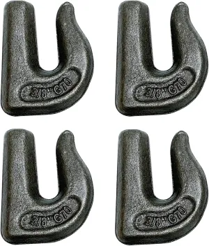 4pc 3/8in Weld On Tractor Bucket Grab Hooks Grade 70 Weldable Chain Hook
