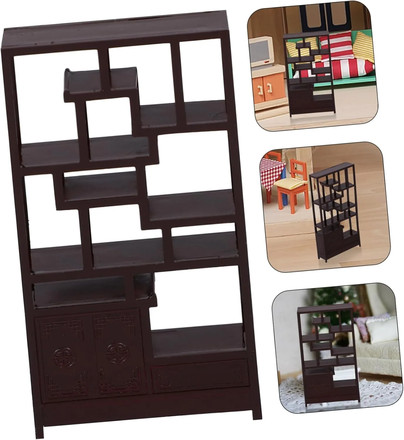 4pcs Miniature Dollhouse Bookshelf Model Scale Plastic Display Shelf Cute Mini House Furniture Material for Sand Table Decor for Miniature Living