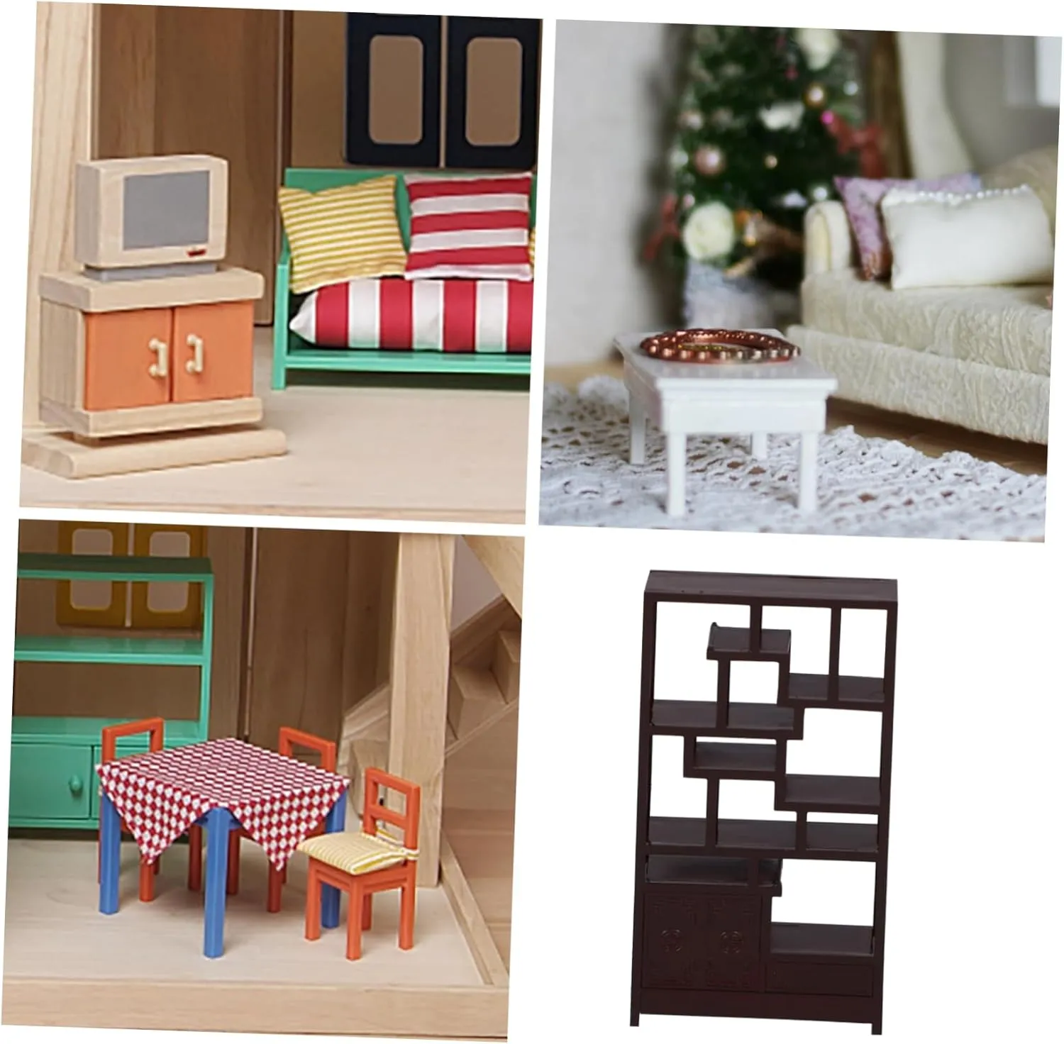 4pcs Miniature Dollhouse Bookshelf Model Scale Plastic Display Shelf Cute Mini House Furniture Material for Sand Table Decor for Miniature Living