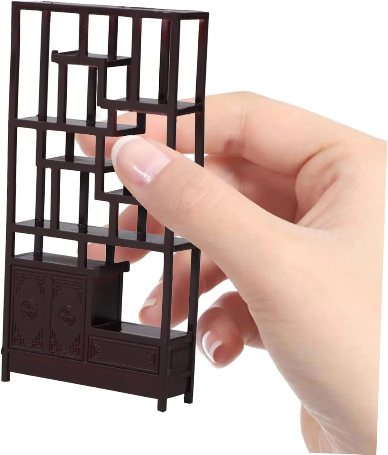 4pcs Miniature Dollhouse Bookshelf Model Scale Plastic Display Shelf Cute Mini House Furniture Material for Sand Table Decor for Miniature Living