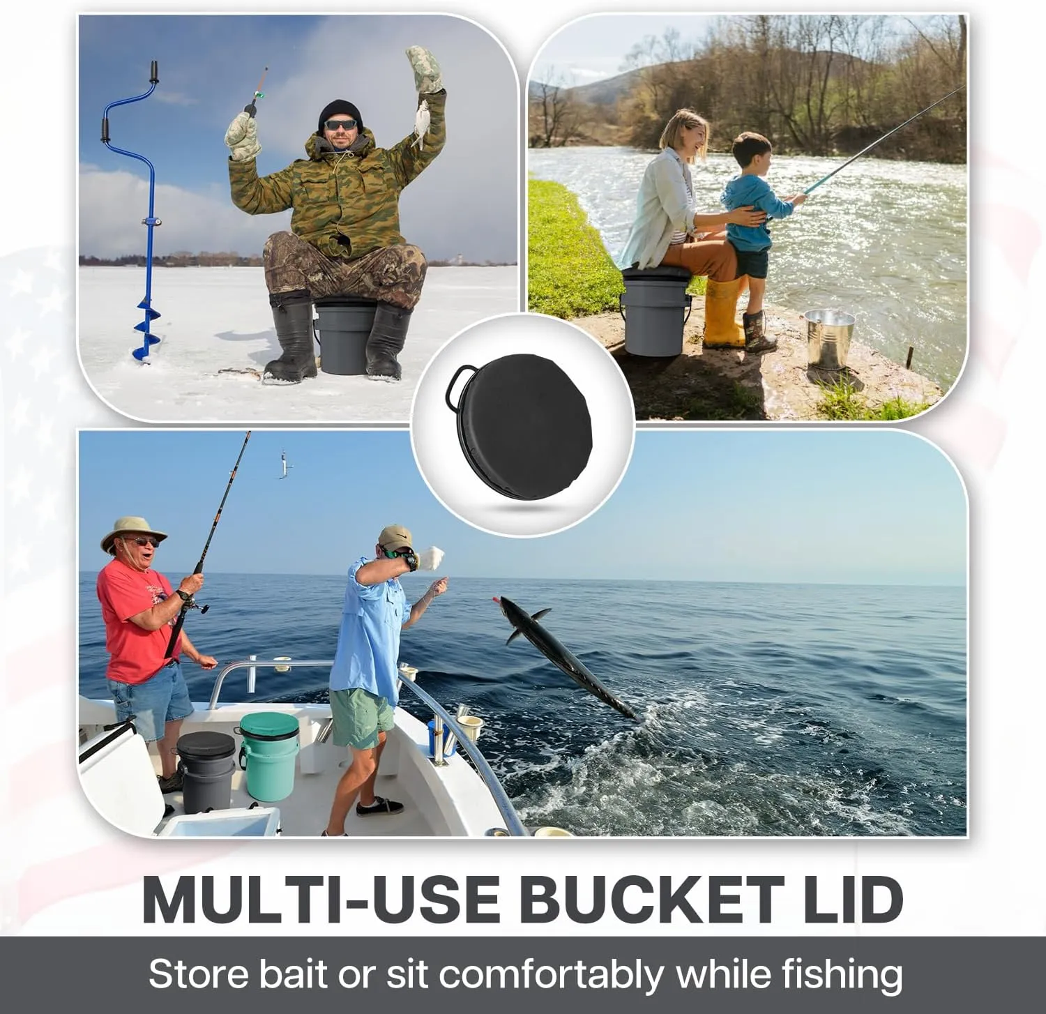 5 Gallon Bucket Seat for Yeti Bucket Only, Swivel Bucket Lid with Padded Top for Cozy Sitting, Bucket Seat Cushion for Outdoor Fishing,Hunting,Gardening,Camping,Car Washing, Baseball Training