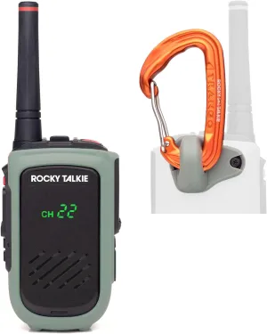 5 Watt Radio with Climbing Rated Carabiner Attachment - GMRS Radio with IP67 Waterproofing, Long Range Walkie Talkie, NOAA Weather Alerts, 5 Day Battery Life, 1 Pack