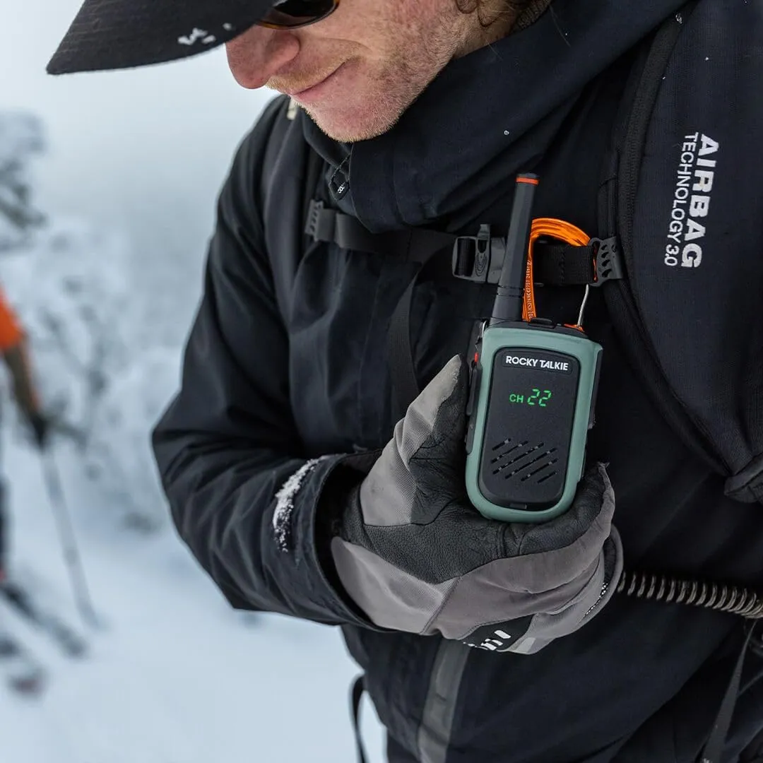 5 Watt Radio with Climbing Rated Carabiner Attachment - GMRS Radio with IP67 Waterproofing, Long Range Walkie Talkie, NOAA Weather Alerts, 5 Day Battery Life, 1 Pack