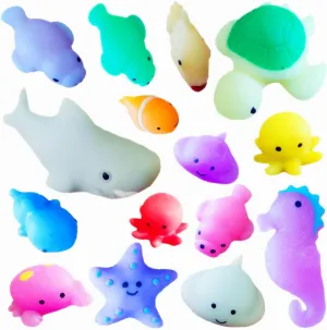 50 Packs Bulk Squeeze Ocean Classroom Students Gifts Rainbow Fidgets Gifts From Teacher, Mini Squishy Animal Holiday Rewards Party Favors for Kids