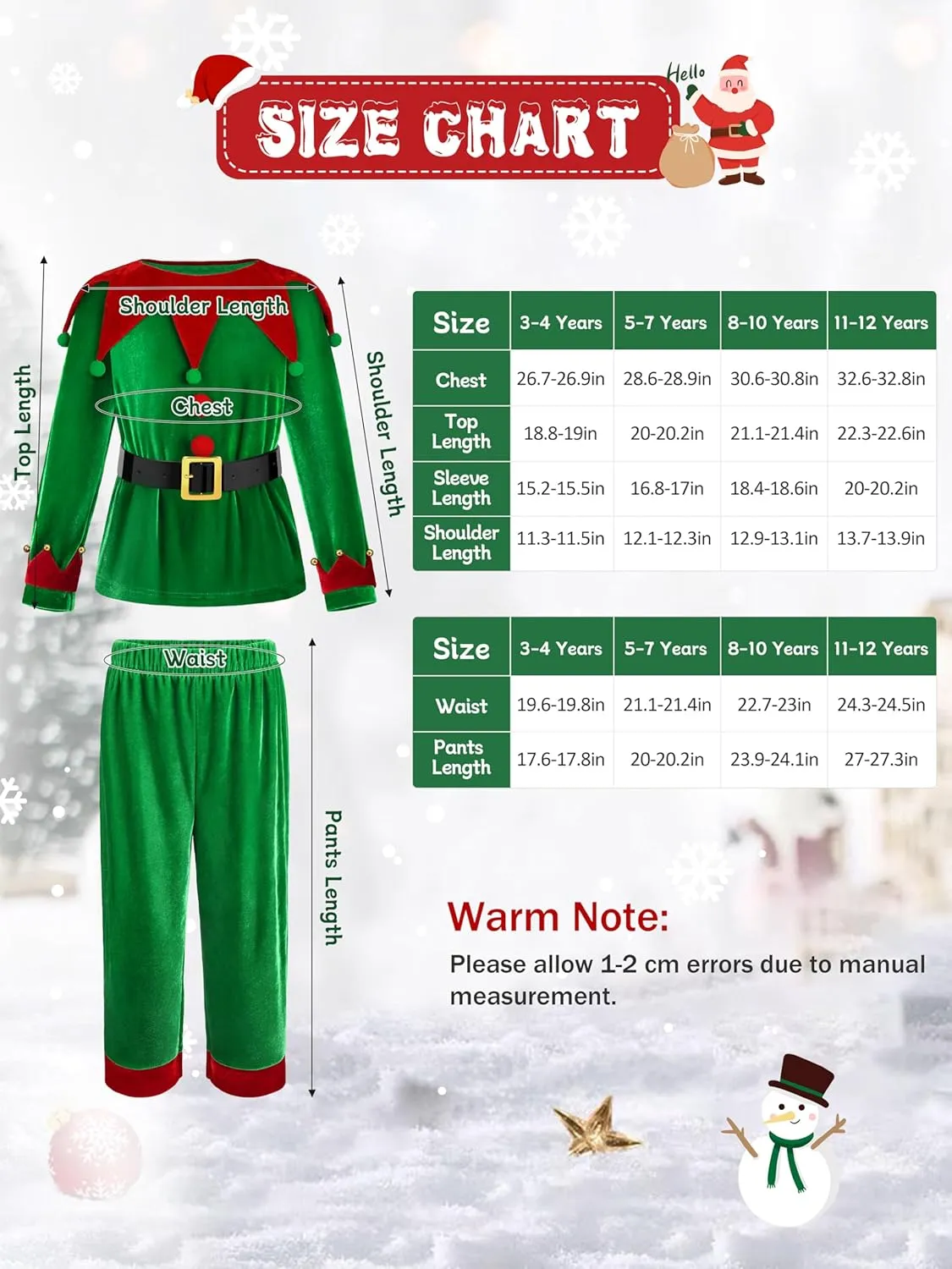 6 Pack Christmas Kids Elf Costume, Boys Christmas Elf Costume Velvet Cosplay Santa's Helper Costume Xmas Outfit