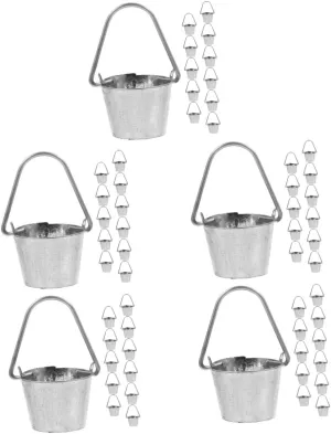 60pcs Miniature Iron Bucket Model for Dollhouse Decoration Realistic Miniature Buckets for Garden Landscape Educational Toy Inspires Creativity and Imagination