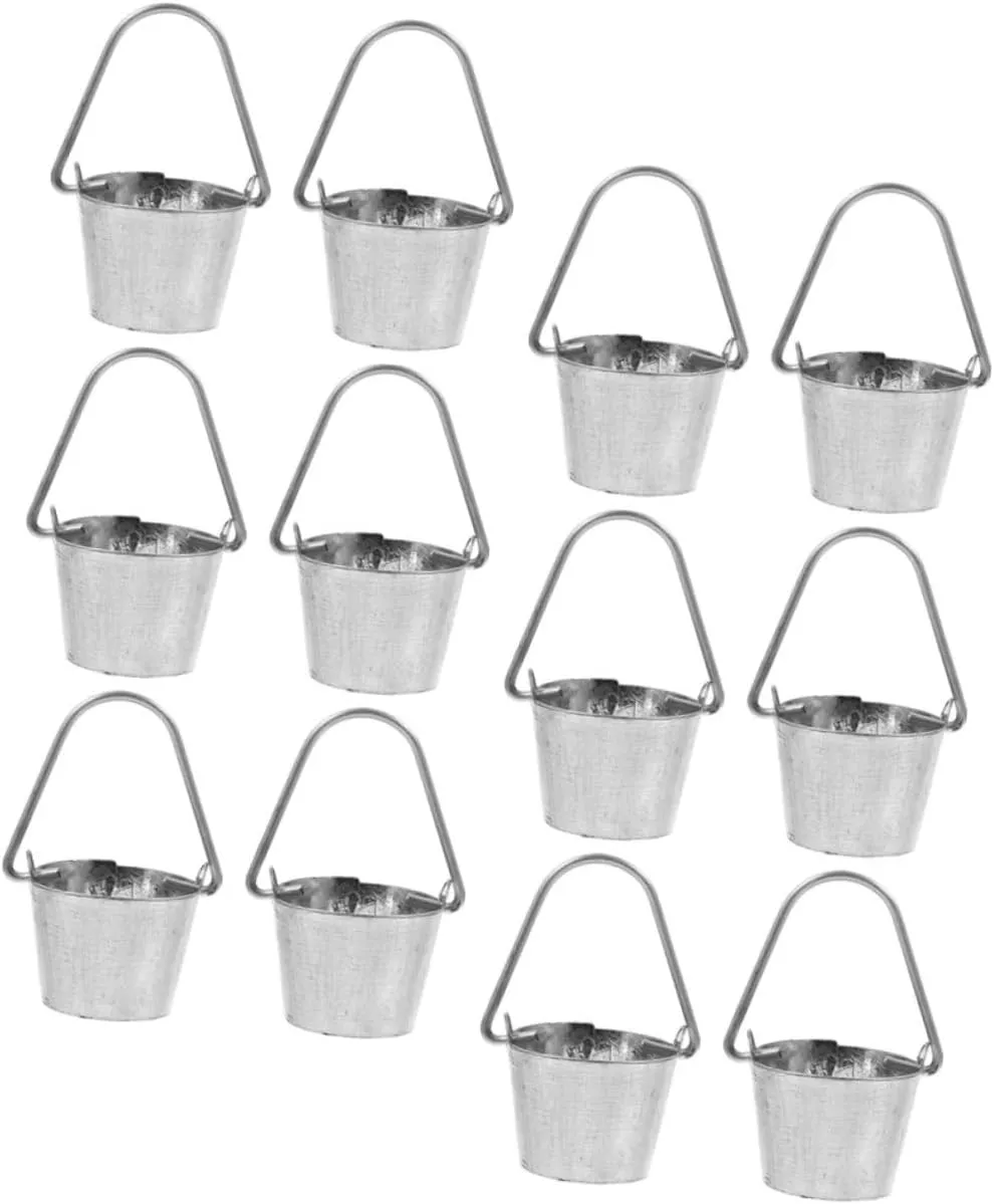 60pcs Miniature Iron Bucket Model for Dollhouse Decoration Realistic Miniature Buckets for Garden Landscape Educational Toy Inspires Creativity and Imagination