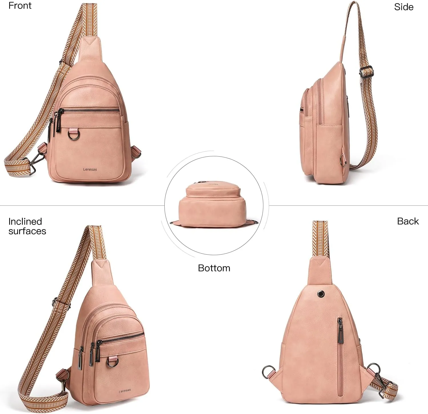 7L Sling Bag for Women Men Vegan Leather Crossbody Bags Fanny Pack Purse Backpack Over Shoulder Bag Travel Anti Theft