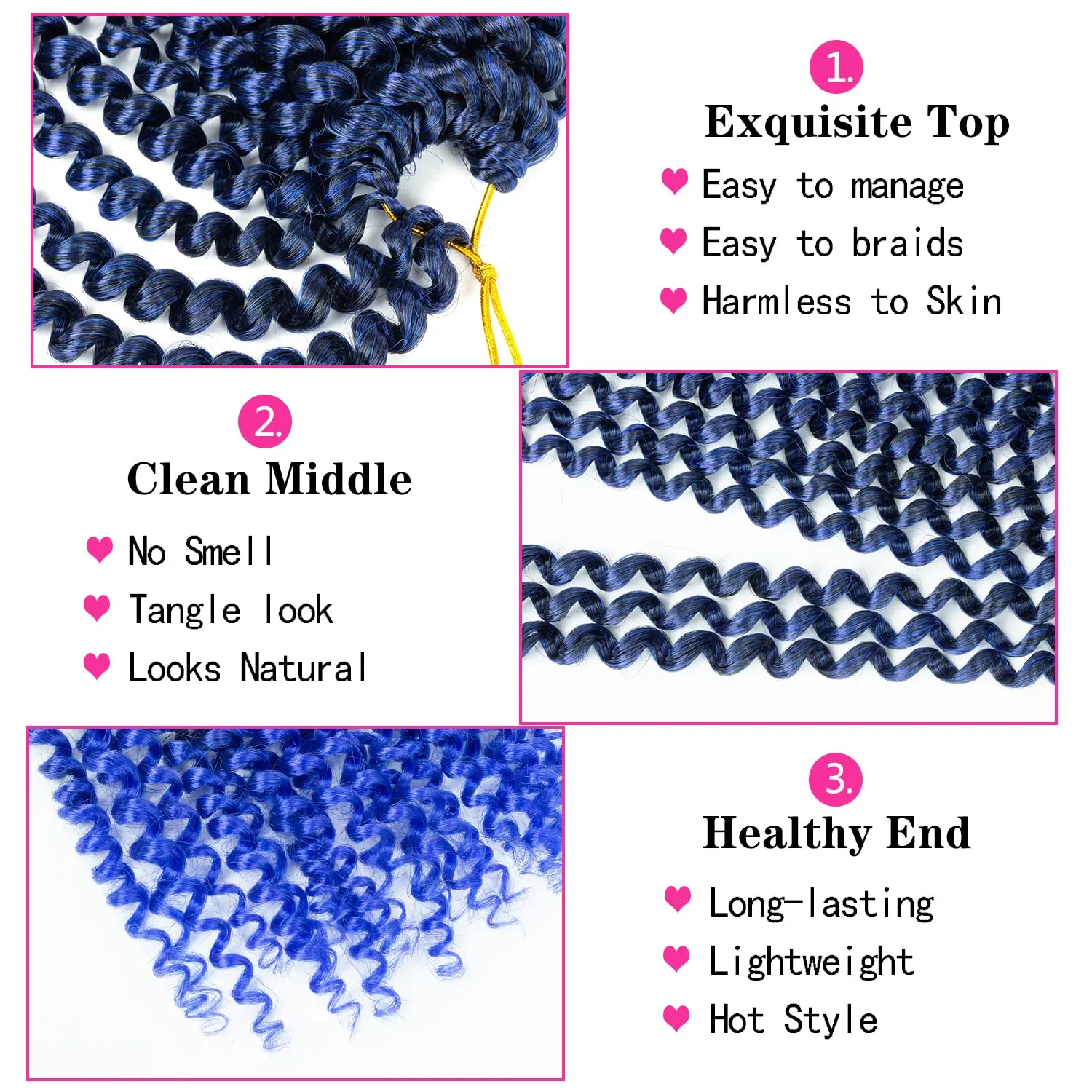 8 Inch Ombre Blue Passion Twist Hair, Water Wave Crochet Hair For Women Passion Twist Crochet Hair 22 Strands/Pack Bohemian Synthetic Curly Braiding Hair Extensions (8 Inch (Pack of 7),1B/Blue)