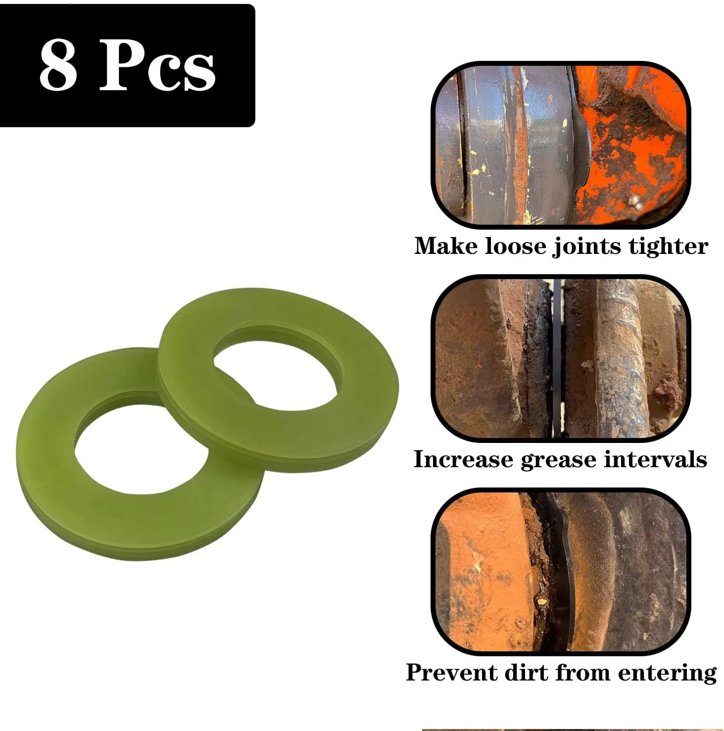 8 x 35mm Bucket Pin Shim Kit for Excavator and Skid Steer 2mm Thickness Fit for Cat Bobcat Kubota Komatsu Takeuchi