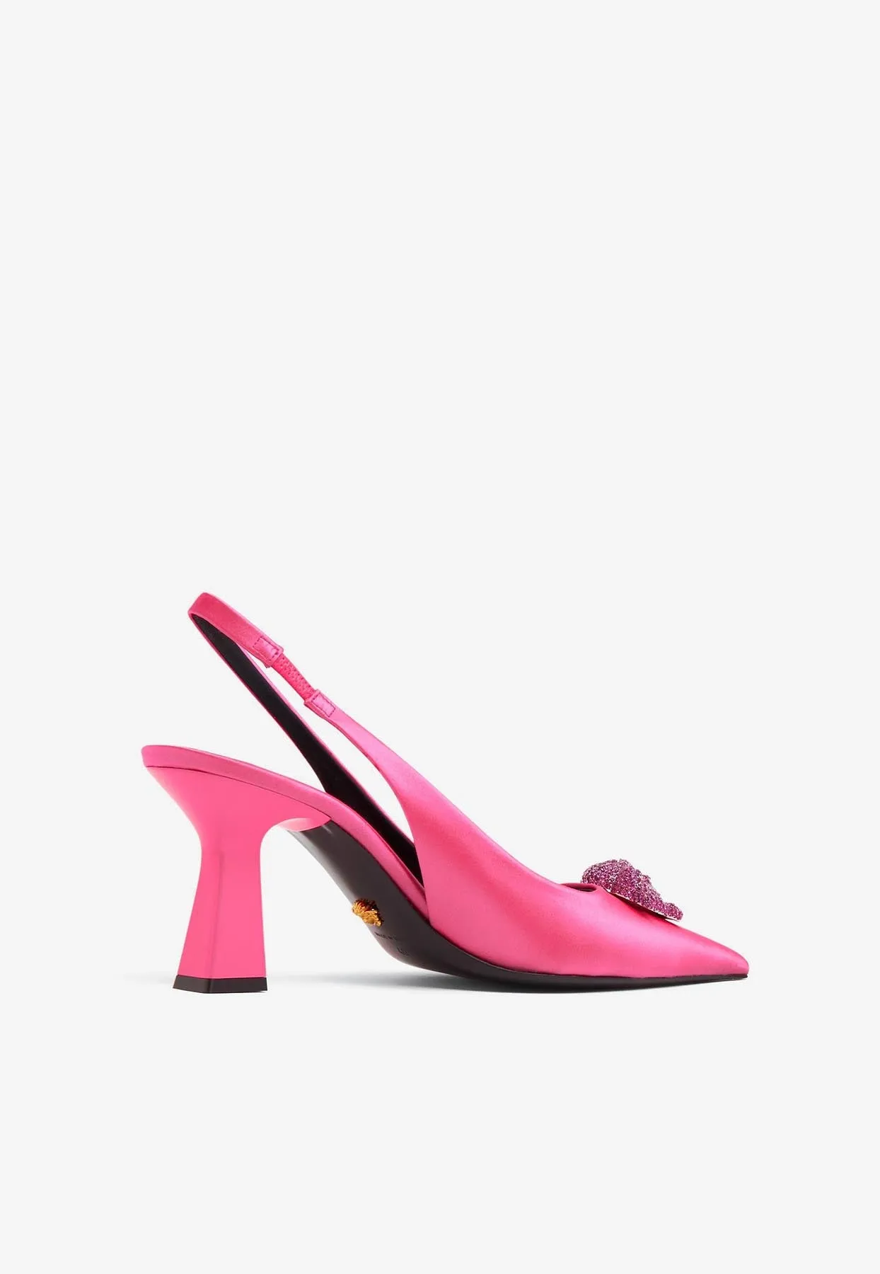 80 Crystal Embellished Medusa Slingback Pumps in Satin