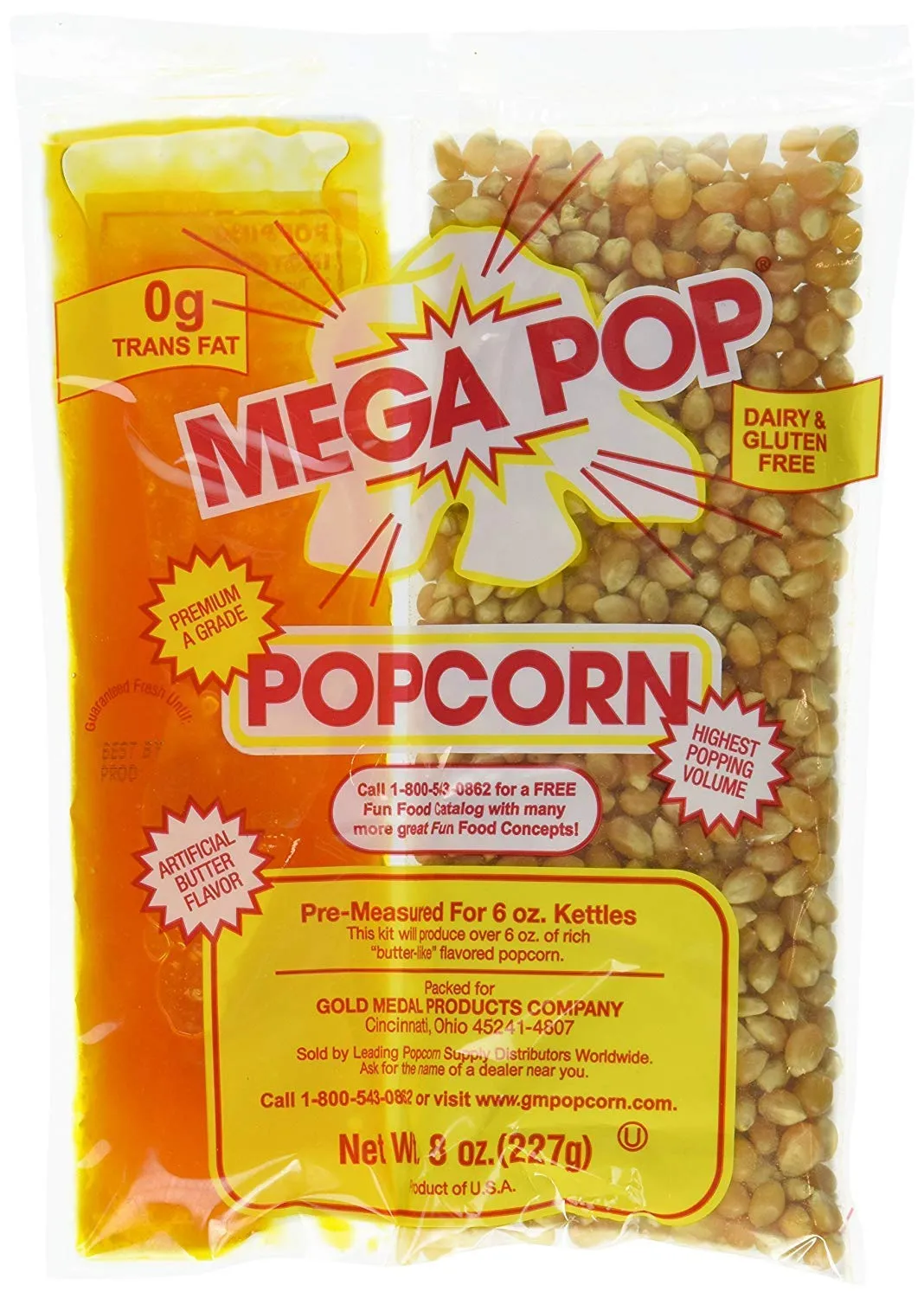 8oz Popcorn Portion Packs- Case of 36 Packs