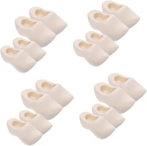 8pairs Mini Wooden Shoes Keychain of Blank Wooden Clogs for Dollhouse Decor Accessories Mini House Craft Landscape Models Each