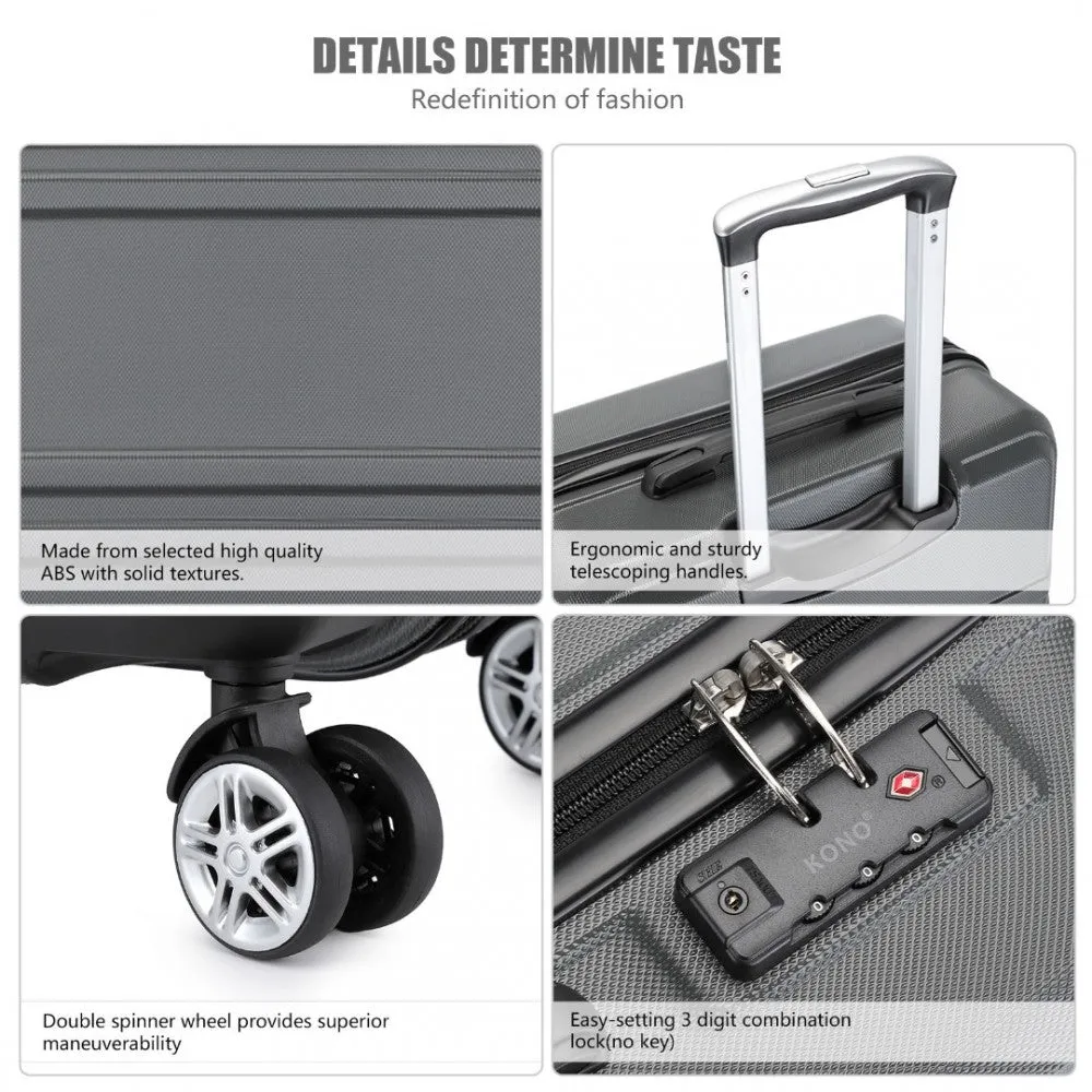 Abs Sculpted Horizontal Design 20 Inch Cabin Luggage - Grey
