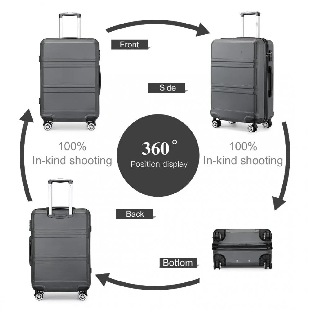 Abs Sculpted Horizontal Design 20 Inch Cabin Luggage - Grey