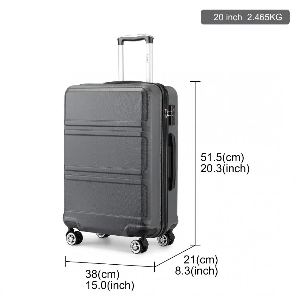 Abs Sculpted Horizontal Design 20 Inch Cabin Luggage - Grey