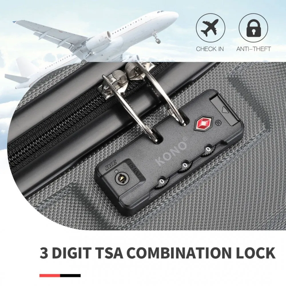Abs Sculpted Horizontal Design 20 Inch Cabin Luggage - Grey