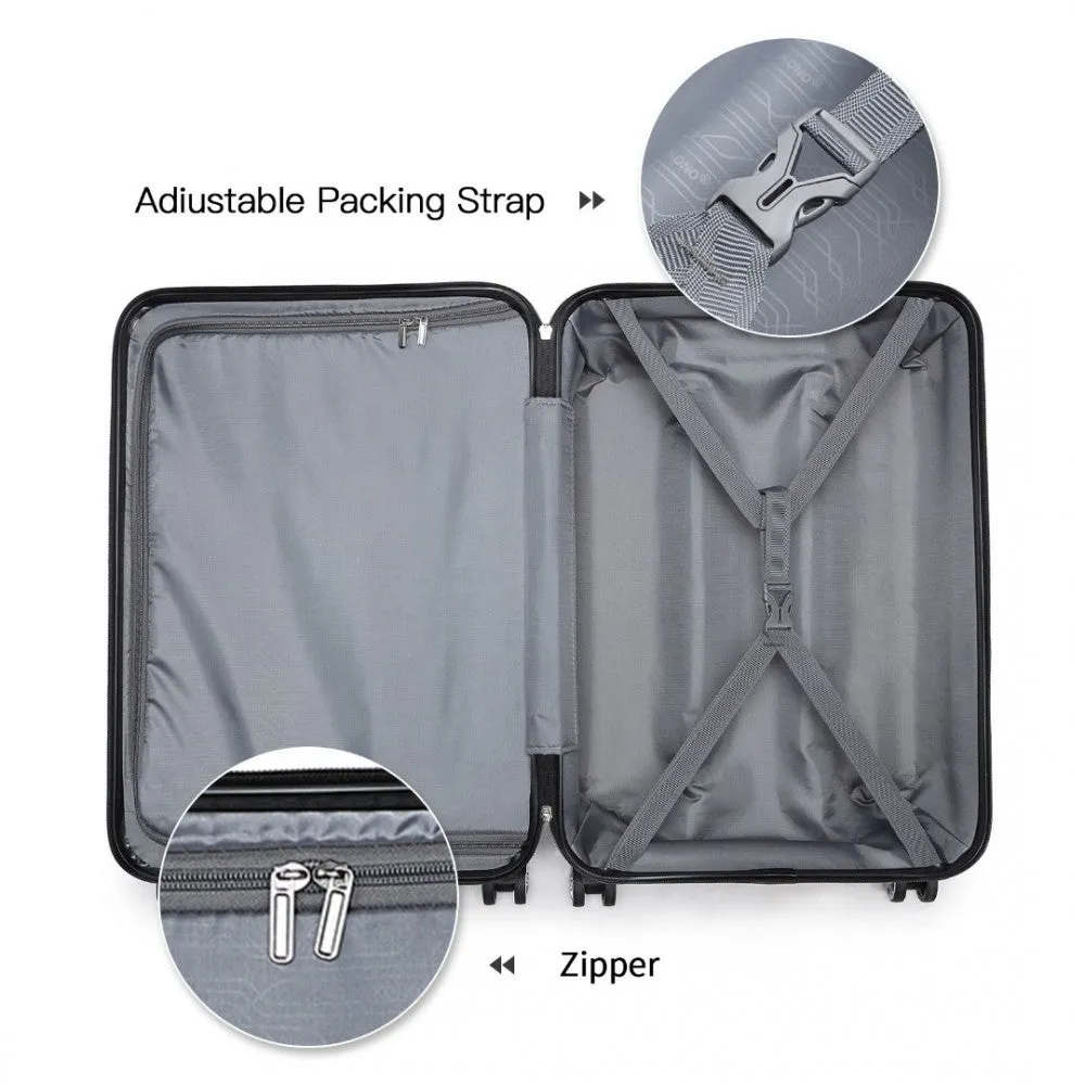 Abs Sculpted Horizontal Design 20 Inch Cabin Luggage - Grey