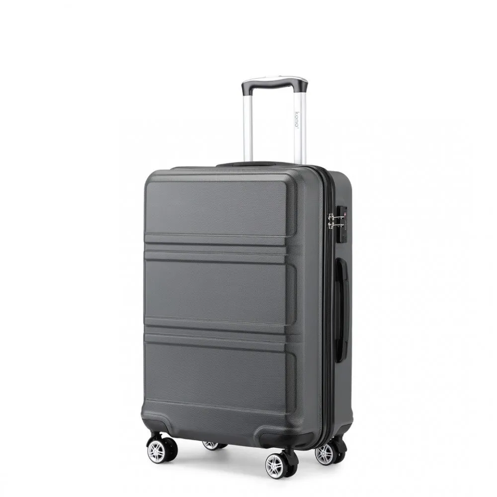 Abs Sculpted Horizontal Design 20 Inch Cabin Luggage - Grey