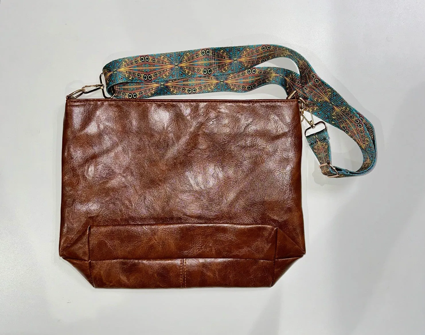 Acoustic Piano Faux Leather Crossbody Tote Bag