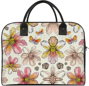Adult High-capacity Nylon Yellow Florals Trendy Handbag for Traveling 13" X 19" X 8"