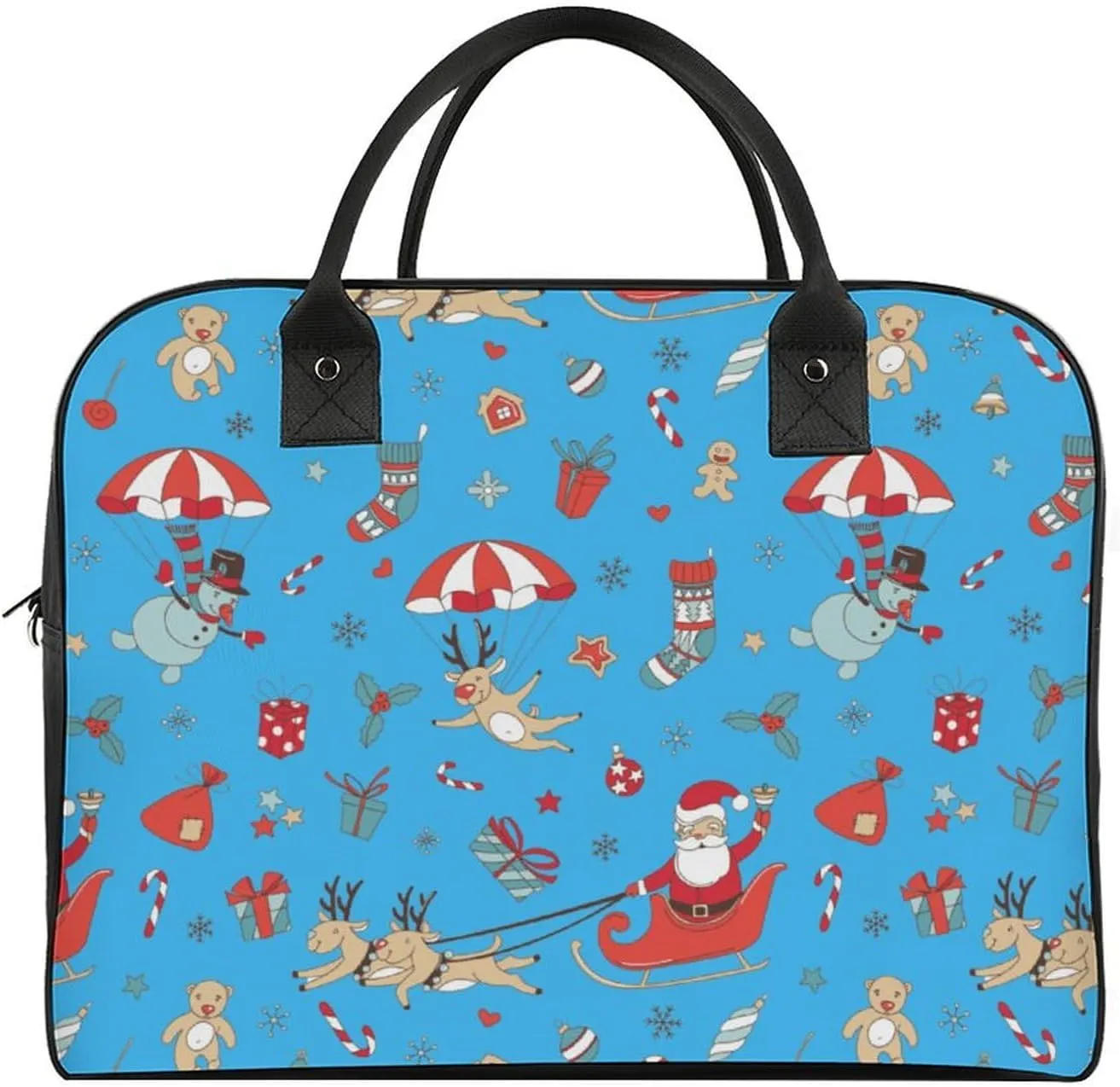 Adults Casual Nylon Santa Gifts Aesthetic Handbag for Journey 13" X 19" X 8"