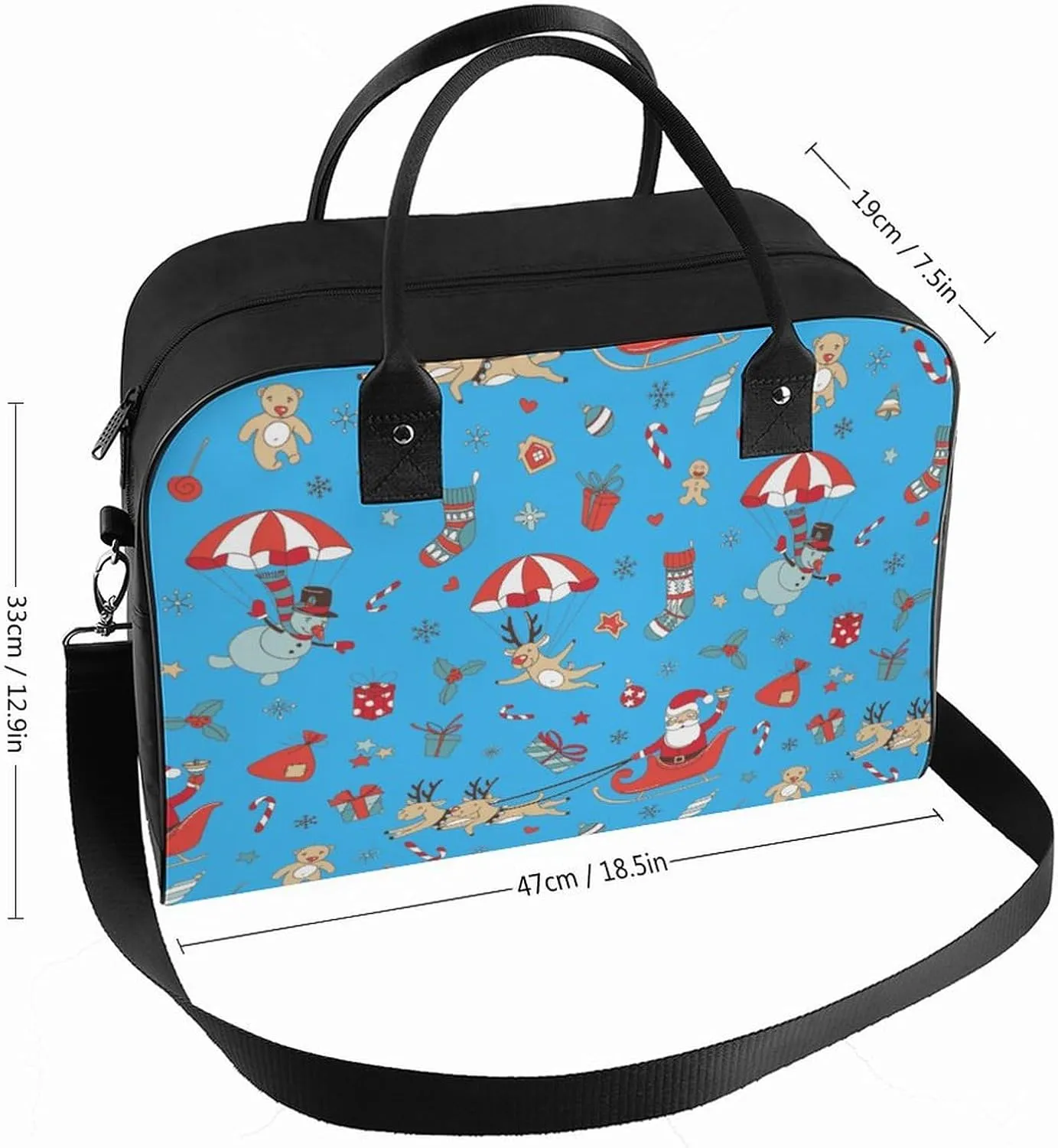 Adults Casual Nylon Santa Gifts Aesthetic Handbag for Journey 13" X 19" X 8"