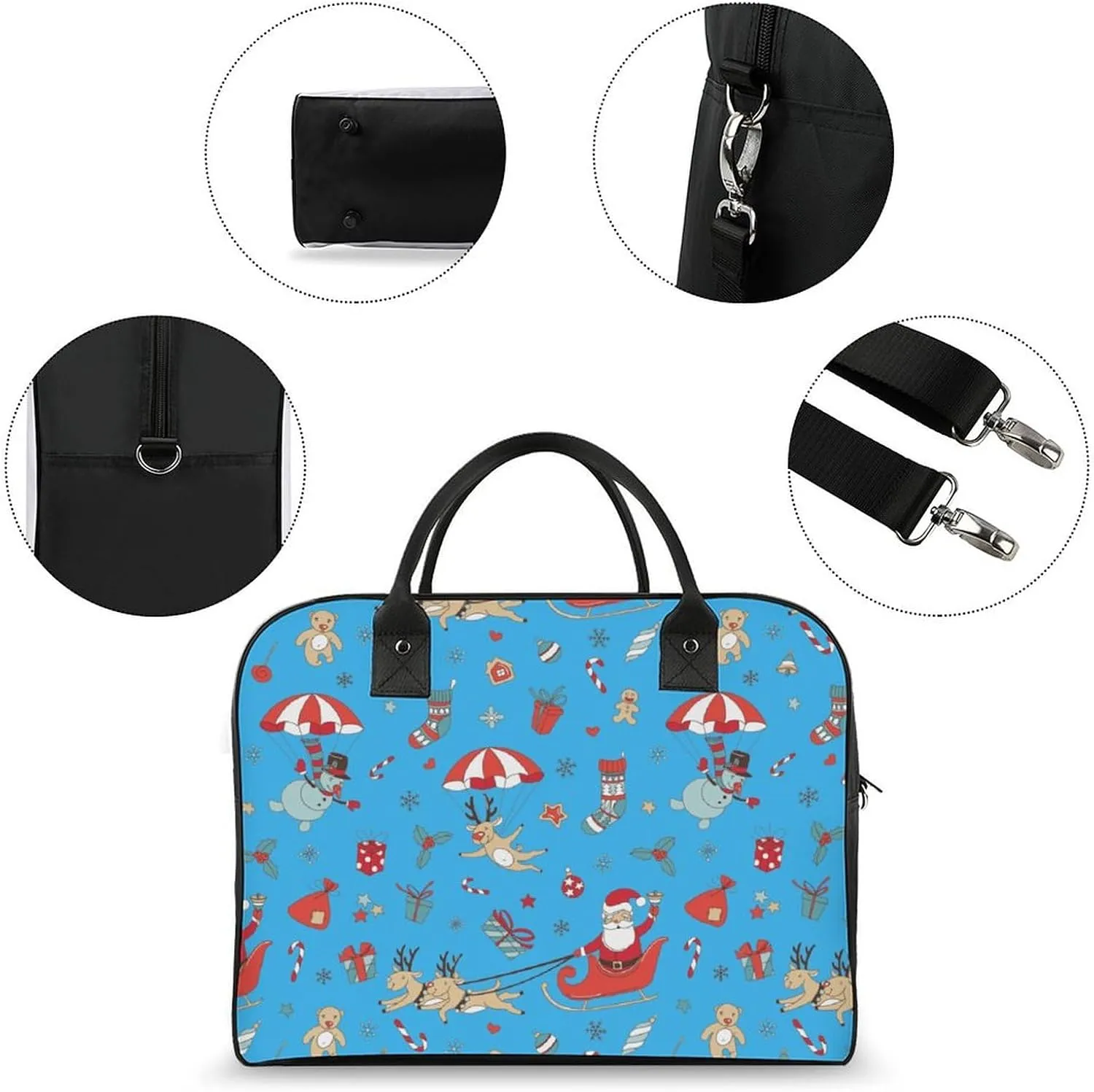 Adults Casual Nylon Santa Gifts Aesthetic Handbag for Journey 13" X 19" X 8"