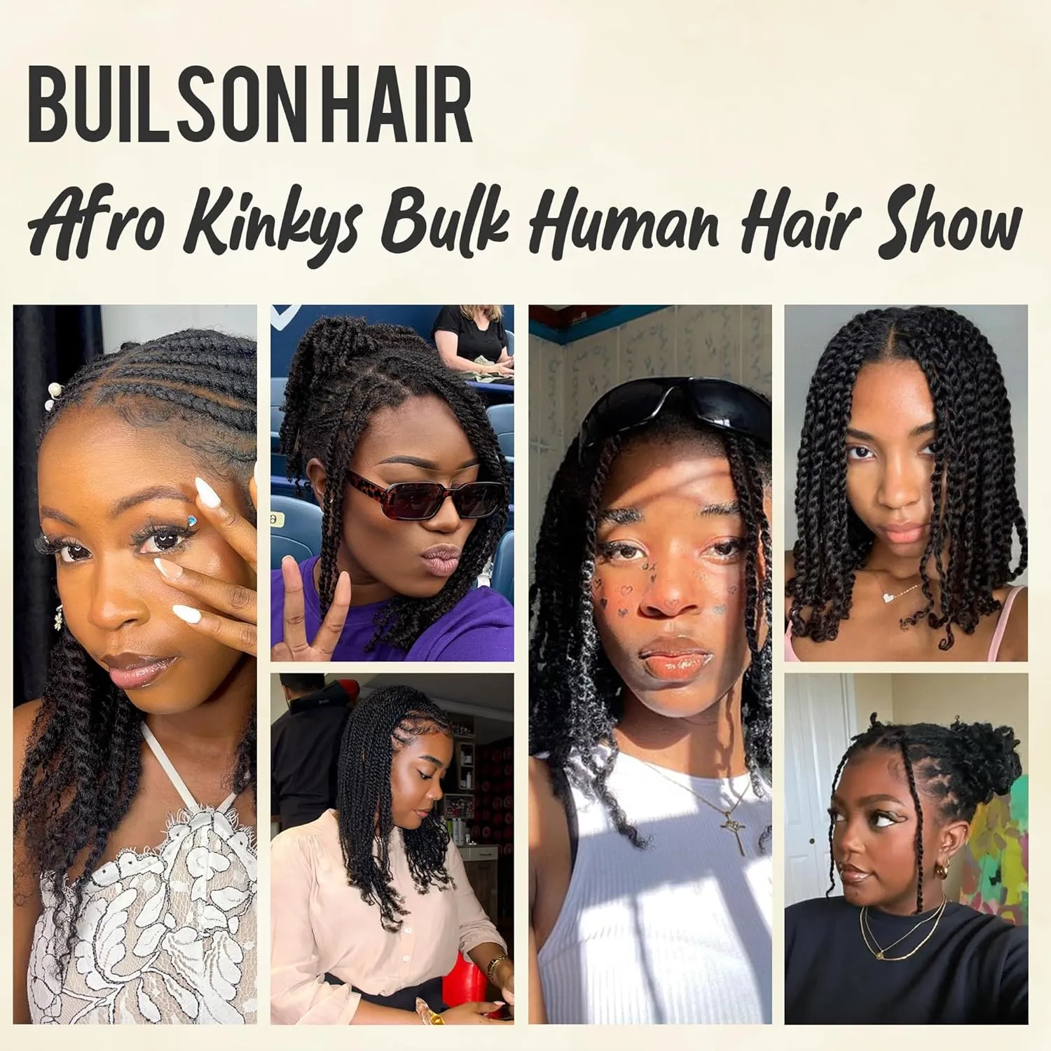 Afro Kinkys Bulk Human Hair -100% Real Human Hair for Mini Twist, Braiding, Loc Extensions & Crochet, Kinky Curly Hair Bundles, Natural Afro Bulk for Dreadlocks(1B, 12Inch) (1B, 18 Inch(Pack of 1))