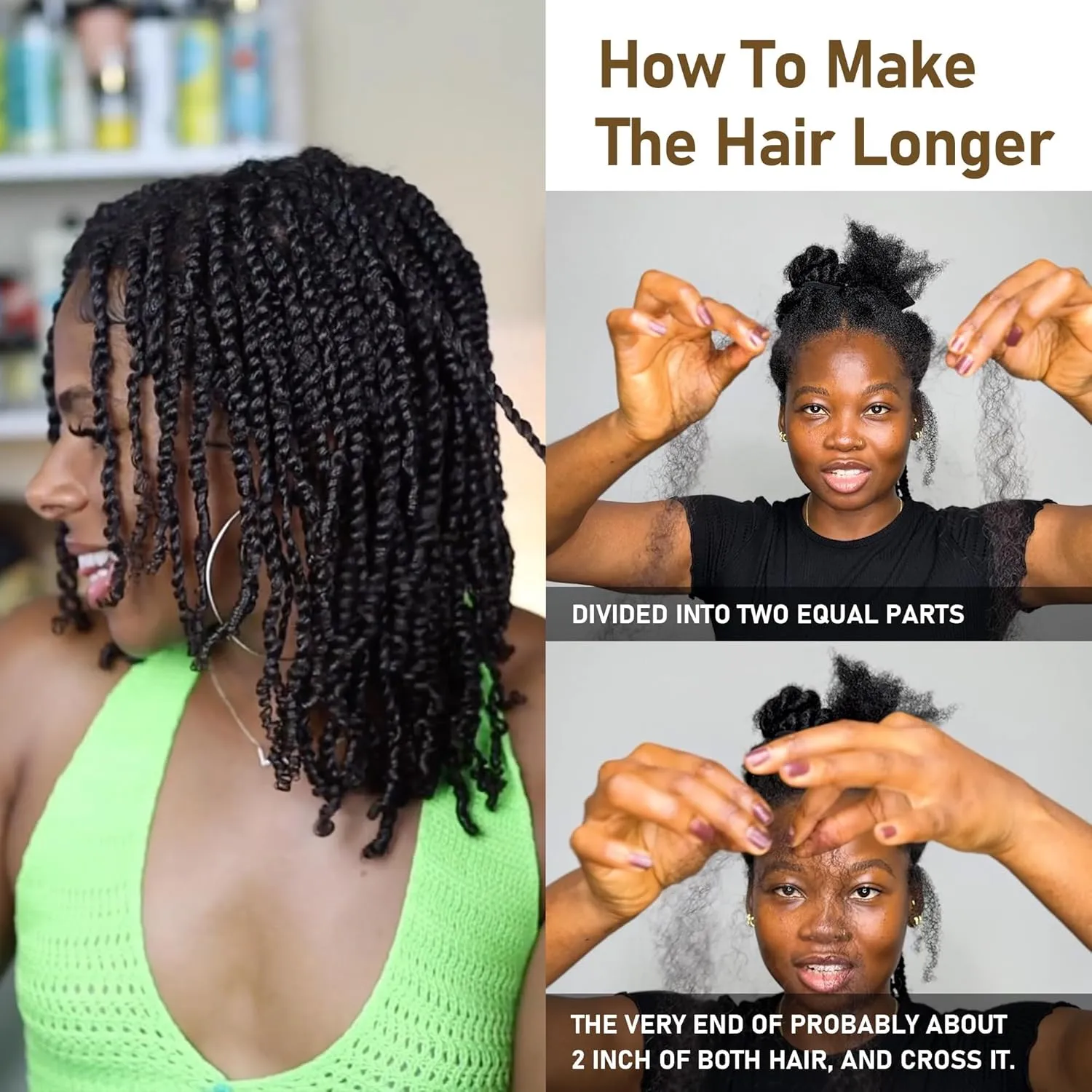 Afro Kinkys Bulk Human Hair -100% Real Human Hair for Mini Twist, Braiding, Loc Extensions & Crochet, Kinky Curly Hair Bundles, Natural Afro Bulk for Dreadlocks(1B, 12Inch) (1B, 18 Inch(Pack of 1))