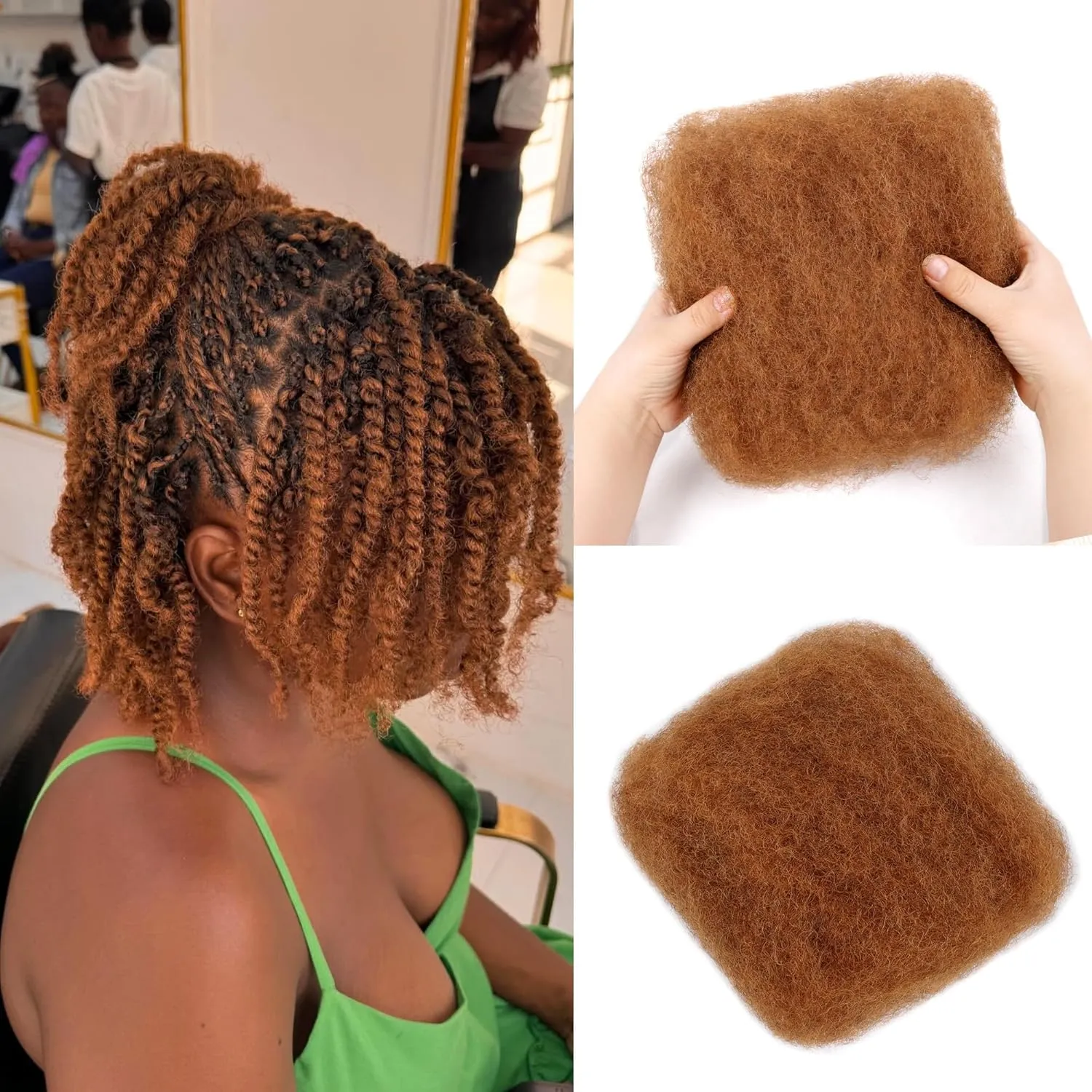 Afro Kinkys Bulk Human Hair -100% Real Human Hair for Mini Twist, Braiding, Loc Extensions & Crochet, Kinky Curly Hair Bundles, Natural Afro Bulk for Dreadlocks(1B, 12Inch) (30#, 12 Inch(Pack of 1))