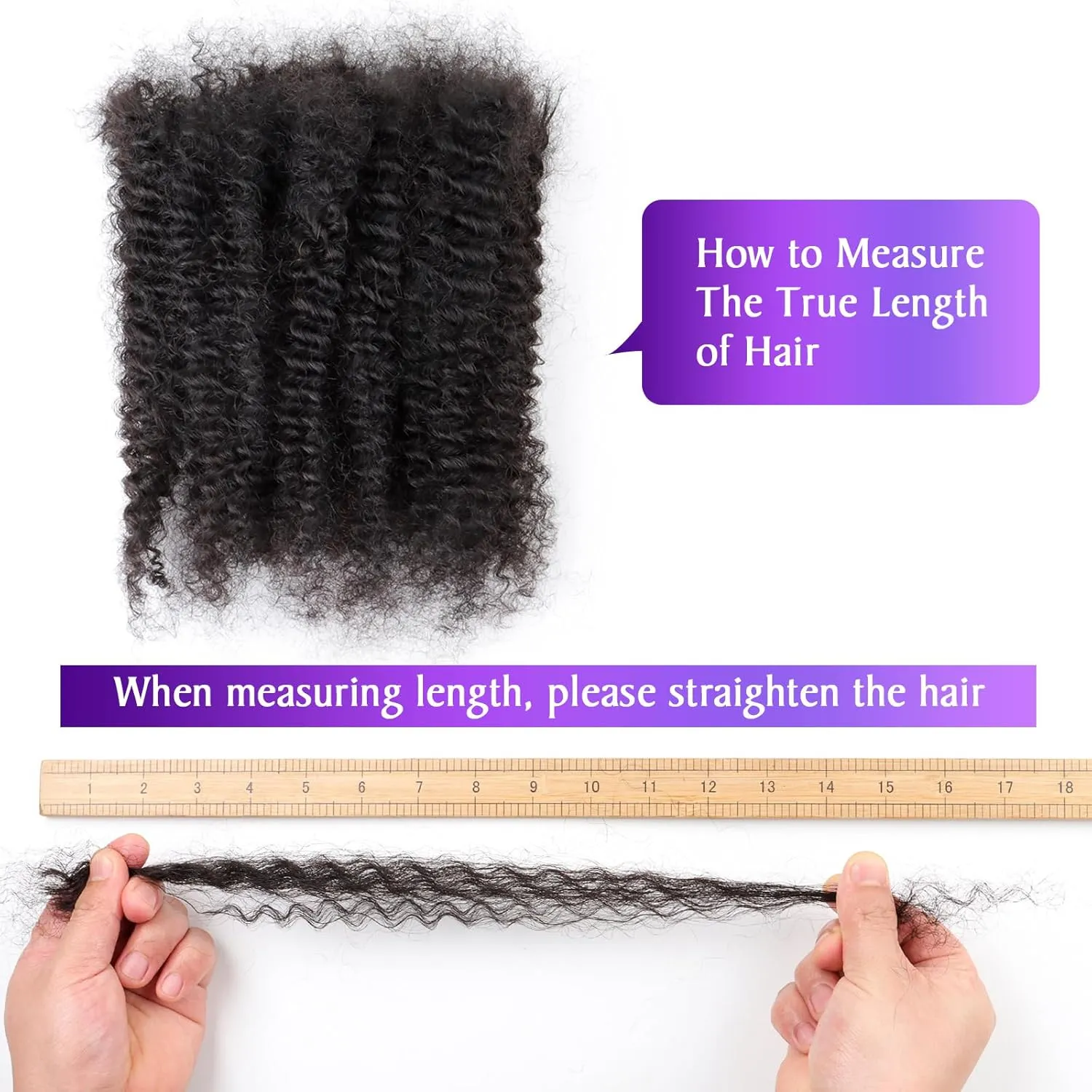 Afro Kinkys Bulk Human Hair 18 Inch 2 Packs 60g Afro Kinkys Curly Bulk Hair for Making Micro Locs, Twists, Braids, Dreadlocks Extensions, Locs Repair
