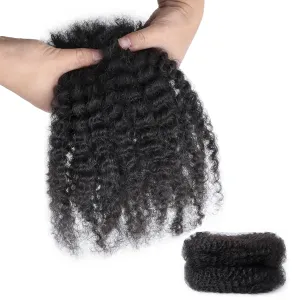 Afro Kinkys Bulk Human Hair 18 Inch 2 Packs 60g Afro Kinkys Curly Bulk Hair for Making Micro Locs, Twists, Braids, Dreadlocks Extensions, Locs Repair