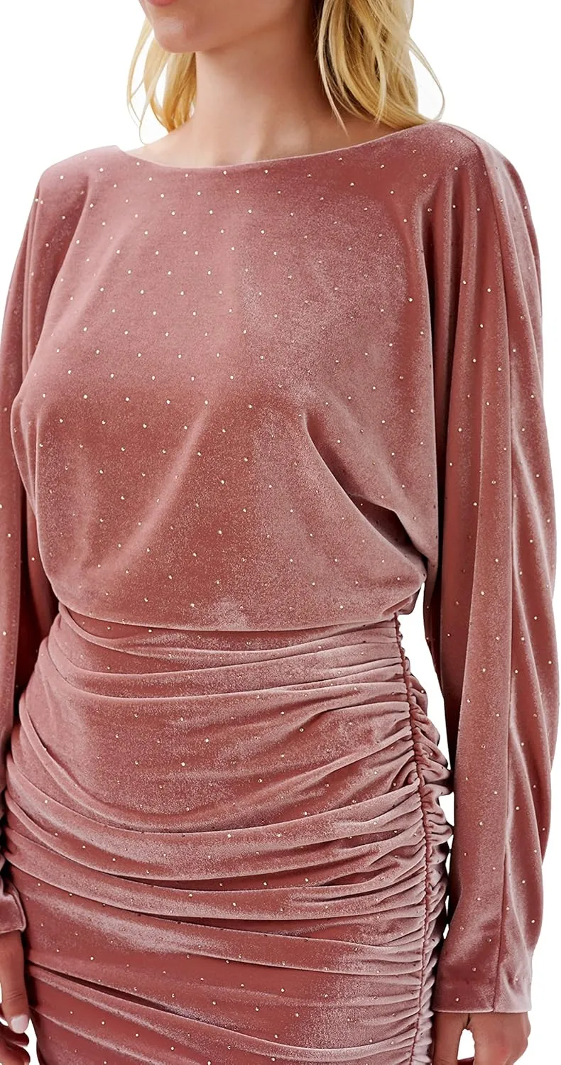 Aidan Mattox Women's Long Sleeve Velvet Dress